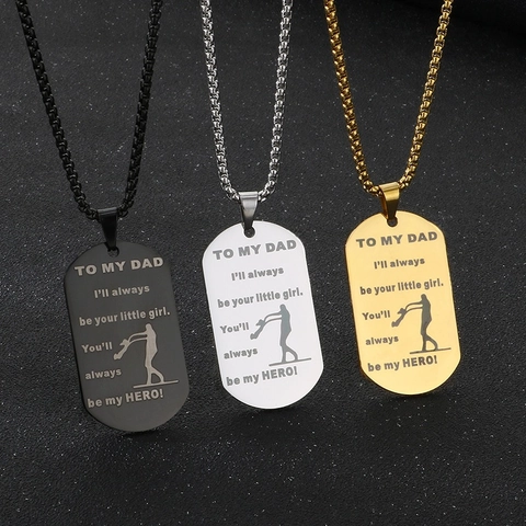 Collana Con Pendente Targhetta Militare Uomo Acciaio Inossidabile Inciso Messaggio To My Dad Hero Regalo Festa Del Papà