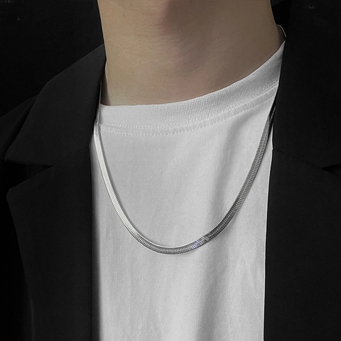 Collana A Catena Di Serpente Piatta In Acciaio Inossidabile Hip Hop Minimalista Accessorio Per Uomo E Donna