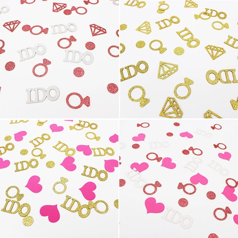 Confettis De Mariage Lettres I Do Bague Coeur Diamant Papier Pailleté Décoration De Table Fiançailles Saint Valentin