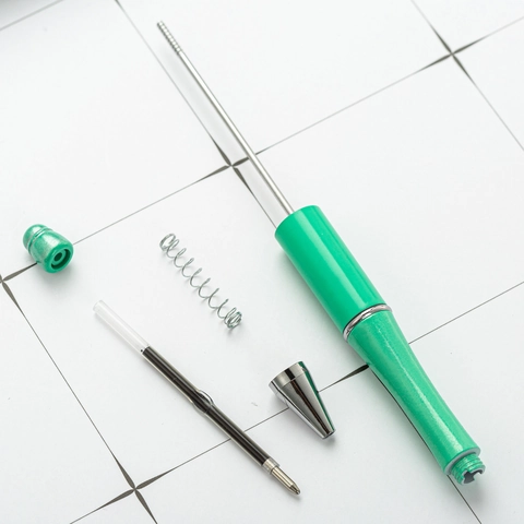 Beadable Ballpoint Pen DIY Craft Writing Tools Plastic Metal Smooth Ink Refillable For Student Office Gift Stationery