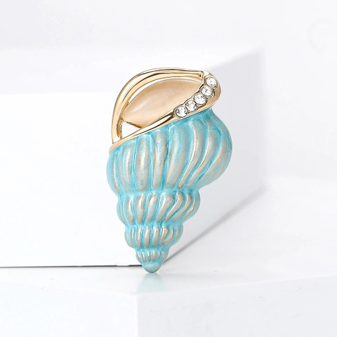 Broche De Concha Marina Alfiler Aleación Esmalte Cristal Piedra Ojo De Gato Joyería Marina Accesorio Para Mujeres