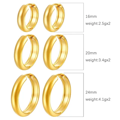 Pendientes De Aro Gruesos Acero Inoxidable Chapado En Oro De 18K Redondo Domo Joyería Minimalista Mujer Hombre