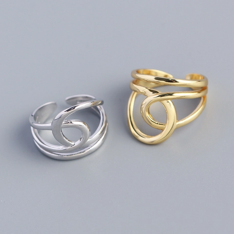 925 Sterling Silber Ringe Für Frauen Mehrlagige Verflochtene Drahtwicklung Verstellbare Geometrische Minimalistische Modeschmuck