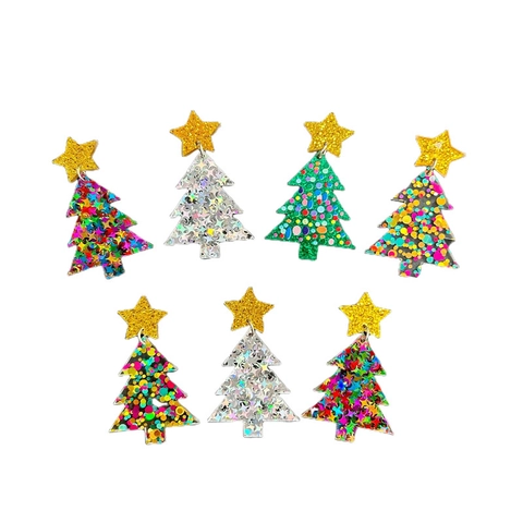 Boucles d'Oreilles de Noël en Acrylique pour Femmes Enfants Mignon Dinosaure Sapin de Noël Alpaga Père Noël Bonhomme de Pain d'Épice Tige en Acier Inoxydable Bijoux Cadeau
