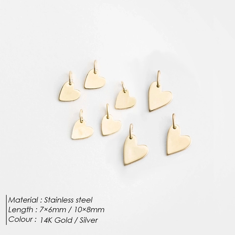 Stainless Steel Heart Charm DIY Jewelry Making Accessory Small Love Heart Pendant Electroplated Polished Metal Craft For Necklace Bracelet Women