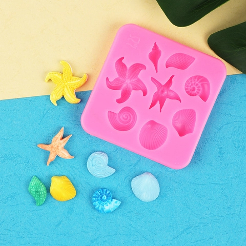Stampo In Silicone Creature Marine Stella Marina Conchiglia Per Decorazione Torte Fondant Resina Gioielli Argilla DIY