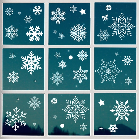 Kerst Sneeuwvlok Raamstickers Wit Statisch PVC Stickers Winter Decoratie Voor Glazen Ramen Deuren Winkels