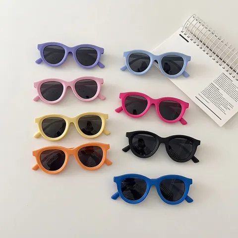 Kids Polarized Sunglasses Matte Silicone Frame UV Protection Round Shades Eyewear For Boys Girls Summer Outing