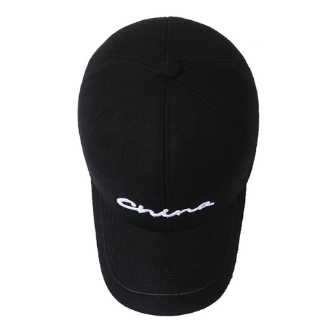 Gorra De Béisbol De Invierno Para Hombre De Lana Sombrero Cálido Con Orejeras Ajustable Bordado Al Aire Libre