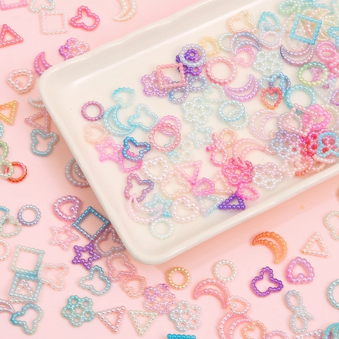 Künstliche Perle E Toppe Artificiali Sfumate In Plastica ABS Forme Multiple Stella Cuore Luna Fiocco Per Creazione Di Gioielli Fai Da Te