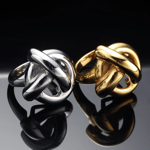 Knot Ring Edelstahl Verdreht Hohl Band Minimalistisch Poliert Modeschmuck Für Damen Herren