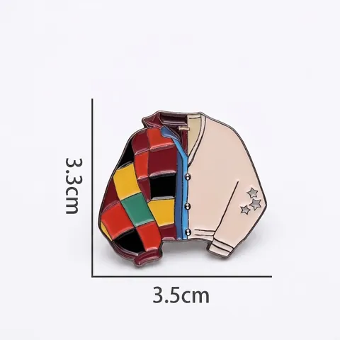 Spilla in Smalto a Forma di Cardigan Patchwork Multicolore Distintivo in Metallo con Stelle per Giacca e Zaino