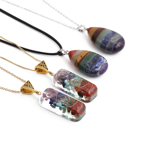 Collana Pendente Orgonite Resina Pietra Naturale Guarigione Chakra Gioielli Energia Arcobaleno Per Donne Uomini
