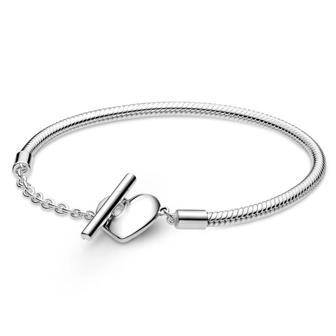 Fashion Heart T-Bar Toggle Clasp Snake Bone Chain Bracelet For Women Gold Silver Rose Gold Plated DIY Jewelry Gift