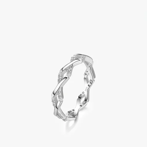 Anello Intrecciato Geometrico In Argento Sterling 925 Con Zirconia Cubica Micro Pavé Gioielli Per Donne Ragazze
