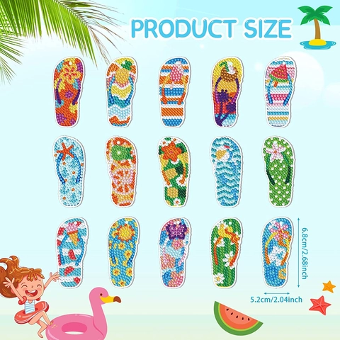 Llaveros De Pintura De Diamante DIY Forma De Chanclas De Verano Estrás Acrílico Decoración Artesanal Hecha A Mano