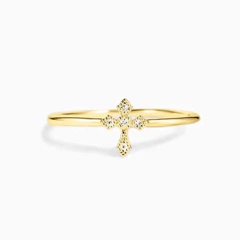 Anello A Croce Minimalista Rame Zirconia Cubica Gioielli Da Dito Sottili Accessorio Di Moda Per Donne Tendenza