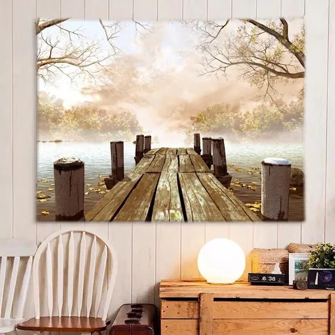 Tapiz De Pared Decorativo Tejido Poliéster Impresión HD Naturaleza Paisaje Bosque Lobo Diseños De Animales Para Decoración Hogar