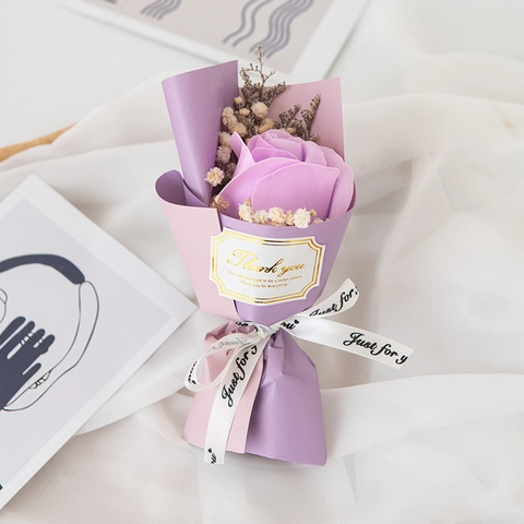 Mini Bouquet Handmade Soap Roses Sunflower Dried Flowers Gift Valentine Mother Day Romantic Home Decor