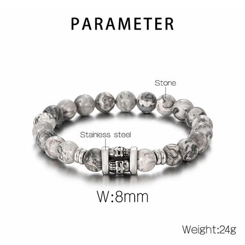 Kralen Armband Natuursteen Tijgeroog Agaat Met Roestvrijstalen Schedel Vintage Punk Sieraden Unisex