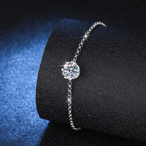 Snowflake 925 Sterling Silver Moissanite Bracelet For Women Hexagram Star Adjustable Chain Sparkling Jewelry Wedding Anniversary Gift