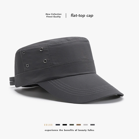 Cadet Cap Quick Dry Polyester Breathable Sun Protection Outdoor Sports Flat Top Military Hat For Men Women Adjustable