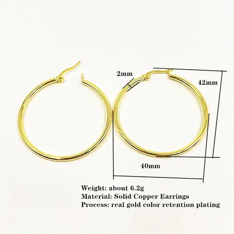 Orecchini A Cerchio Tondi Lisci Minimalisti Per Donne Geometrici In Rame Solido Placcati Oro Vero Accessorio Di Moda Gioielli