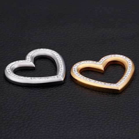 Pendente Cuore Traforato In Acciaio Inossidabile Con Zirconi Strass Placcato Oro Accessorio Per Gioielli Fai Da Te Elegante