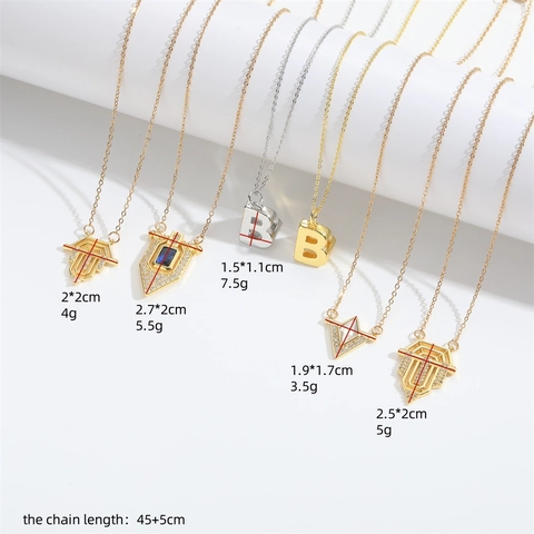 Collier Pendentif Drapeau Romain Rétro Cuivre Zircon Géométrique Lettre B Bijoux De Mode Pour Femmes Style Niche