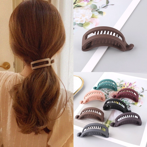 Banana Hair Clips Plastic Matte Frosted Vertical Ponytail Holder Fashion Styling Korean Simple Style Women