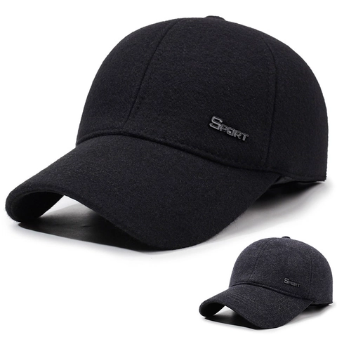 Cappello Da Baseball In Lana Da Uomo Con Paraorecchie Invernale Caldo Antivento Regolabile Berretto Casual