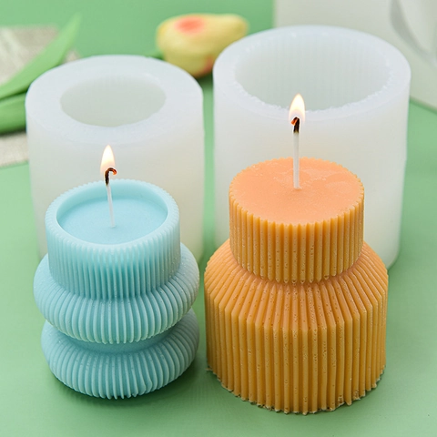 Silikon Kerzenform Gerippt Gestreift Zylinder Geometrische Form DIY Handgemachte Seife Gips Handwerk Aromatherapie Dekor