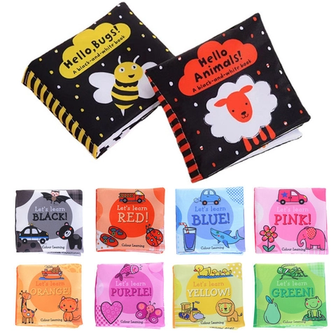 Baby Soft Cloth Book Crinkle Paper Sensory Toy Tear Resistant Early Learning Alphabet Animals Colors Washable Novelty