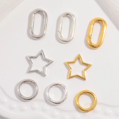 925 Sterling Silver Jewelry Clasp Connectors Round Star Oval Spring Gate Buckles For DIY Necklace Bracelet Making