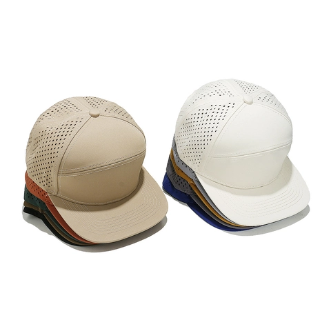 Atmungsaktive Laser Geschnittene Mesh Baseballkappe Flache Krempe Hip Hop Trucker Hut Für Herren Damen Outdoor Sonnenschutz Sportmütze