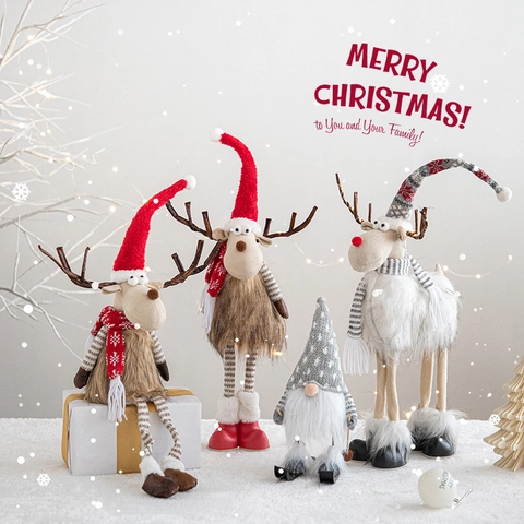 Kerst Rendier Kabouter Pluche Ornamenten Gebreide Skipop Staand Met Lange Benen Huis Bureau Feestelijke Decoratie