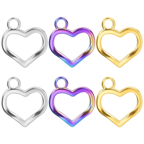 Edelstahl Hohles Herz Anhänger Halskette Für Damen Gold Silber Regenbogen Galvanisiert Herz Anhänger Schmuck Zubehör