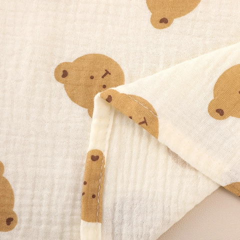 Muslin Baby Swaddle Blanket Soft Pure Cotton Double Layer Breathable Receiving Wrap For Newborns Infants Cartoon Prints