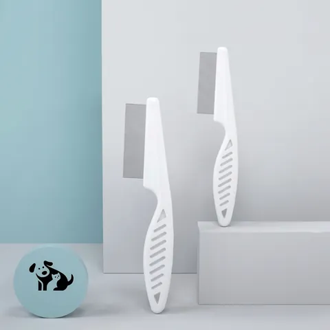 Pet Flea Comb For Dogs And Cats Fine Tooth Grooming Brush With Stainless Steel Pins And Non-slip Plastic Handle