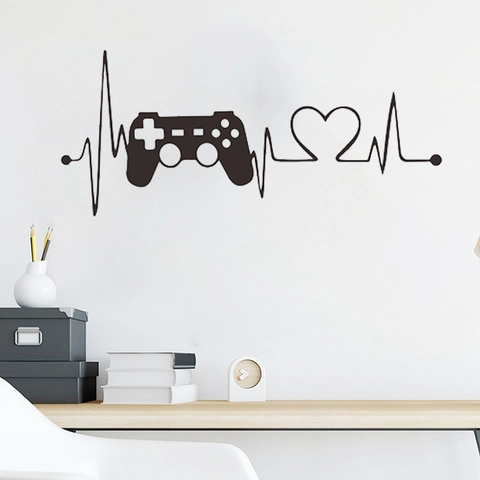 Adesivi Murali Tema Gaming PVC Autoadesivi Decalcomanie Rimovibili Per Camera Da Letto Sala Giochi Arte Vinile Nero