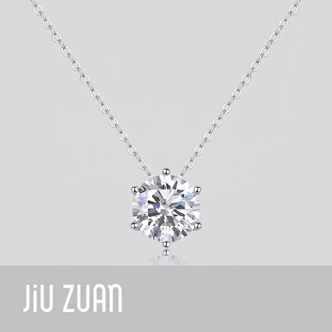 Elegant 925 Sterling Silver Moissanite Pendant Necklace For Women Six Prong Round Cut Sparkling Diamond Choker Clavicle Chain Jewelry Gift