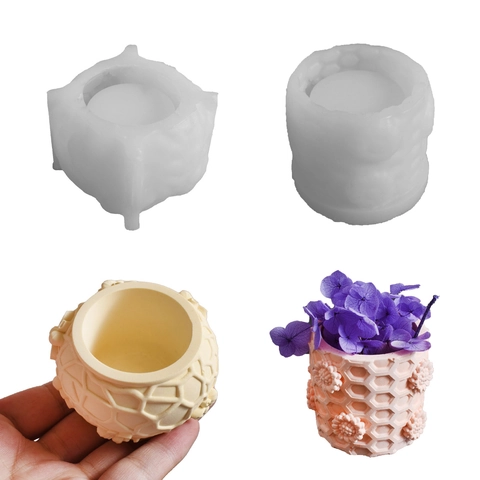 Sunflower Honeycomb Bee Embossed Silicone Mold For DIY Candle Cup Storage Box Plaster Casting Craft Tool