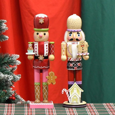 Cascanueces De Navidad Muñeco Soldado De Madera Decoración Pintado A Mano Tema Pan De Jengibre Adorno Escritorio