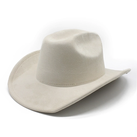 Western Cowboyhoed Suèdelook Polyester Brede Rand Gedeukte Kroon Effen Kleur Retro Stijl Voor Dames Heren