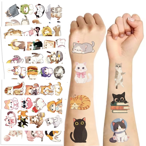 Tijdelijke Tatoeage Stickers Waterdicht Schattige Kat Patronen Voor Kinderen Feest Festival Disposable Lichaamskunst Decoratie