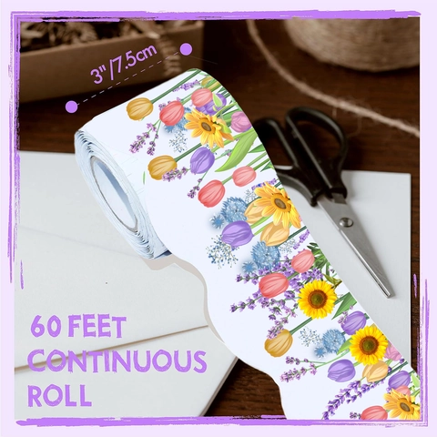 Bulletin Board Borders Floral Scalloped Edge Coated Paper Classroom Office Wall Decorative Trimmer Back To School