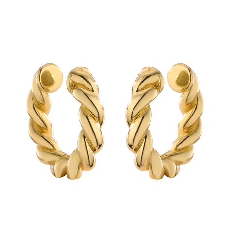Ear Cuffs Boucles D'oreilles Non Percées Cuivre Zircon Corde Torsadée Perles Étoile Feuille Forme U Bijoux Minimalistes