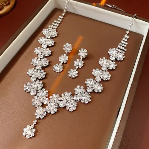 Squisita Collana E Orecchini A Fiore In Rame Con Strass Gioielli Di Lusso Girasole Per Donna Festa
