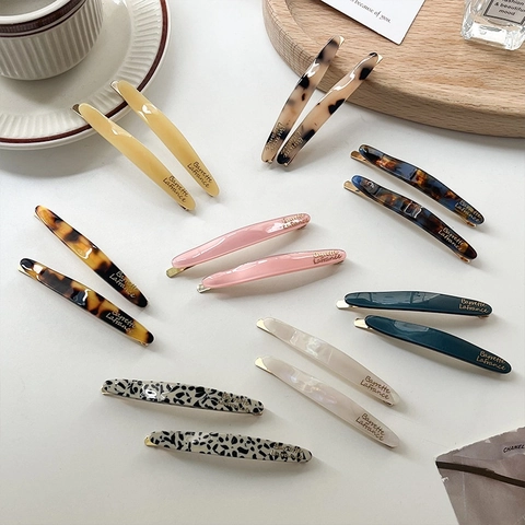 French Style Acetate Barrette Hair Clips For Women Long Duckbill Side Bangs Clips Leopard Tortoise Shell Print Accessories