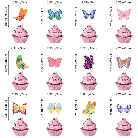 Butterfly Birthday Party Decorations Paper Banner Garland Hanging Swirls Cupcake Toppers For Girls Kids Event Theme